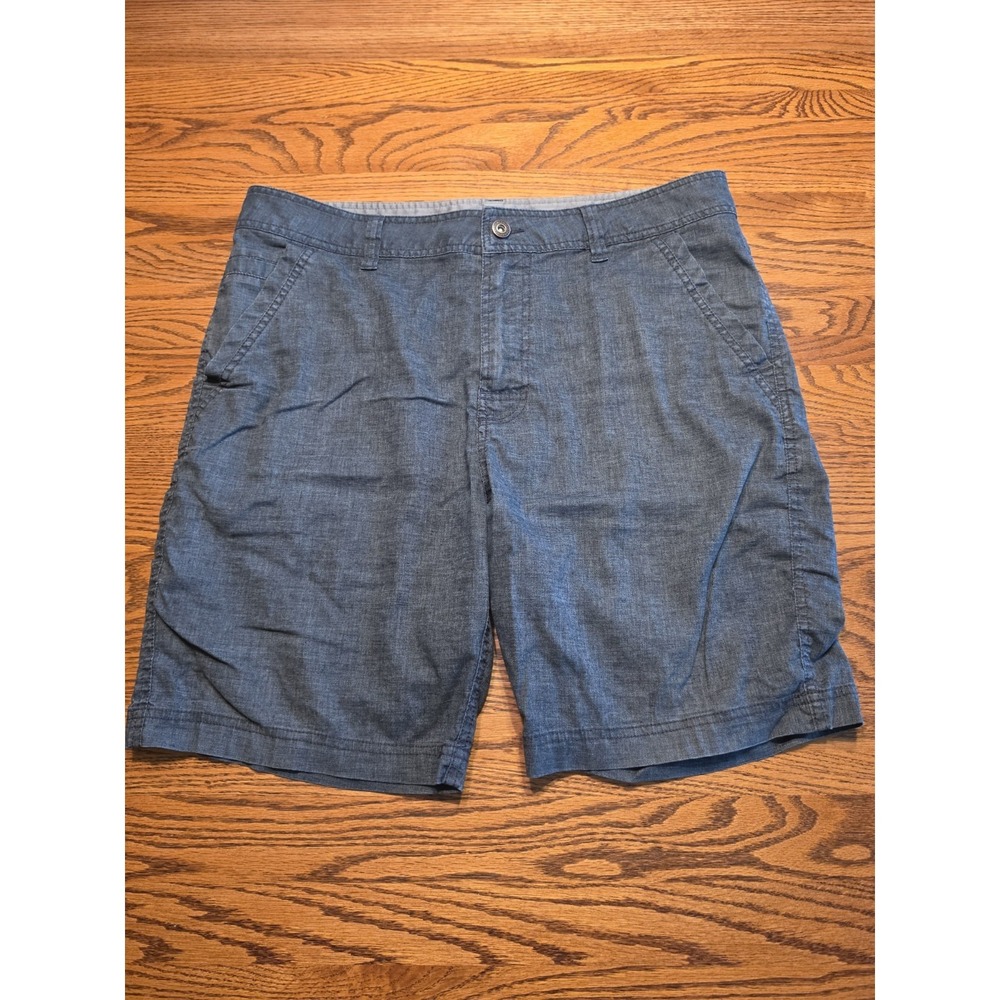 Prana Furrow Shorts Mens SZ 34 Blue Gray Casual Walking Hiking Cargo Outdoor 8"